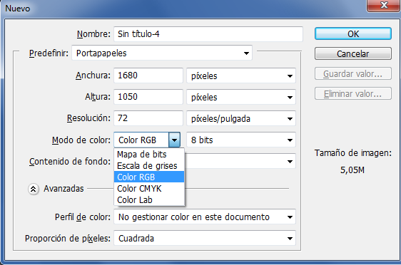 Caja de diálogo para modo de color del documento. Imagen 5.